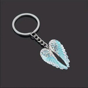 Blue angel wings keychain or bag charm